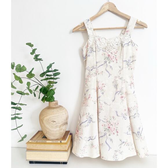 Vintage Jessica McClintock Girls Dress Size 6 Floral Embellished Set - Picture 1 of 9